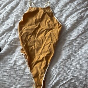 Women’s Mustard high leg halter bodysuit